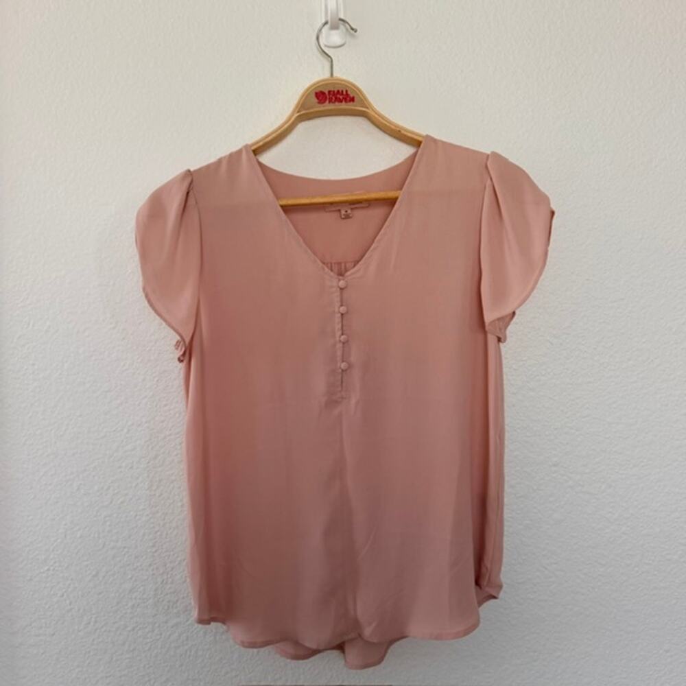 Philosophy Flutter Cap Sleeve Blouse Women Medium Neutral Blush Casual Business